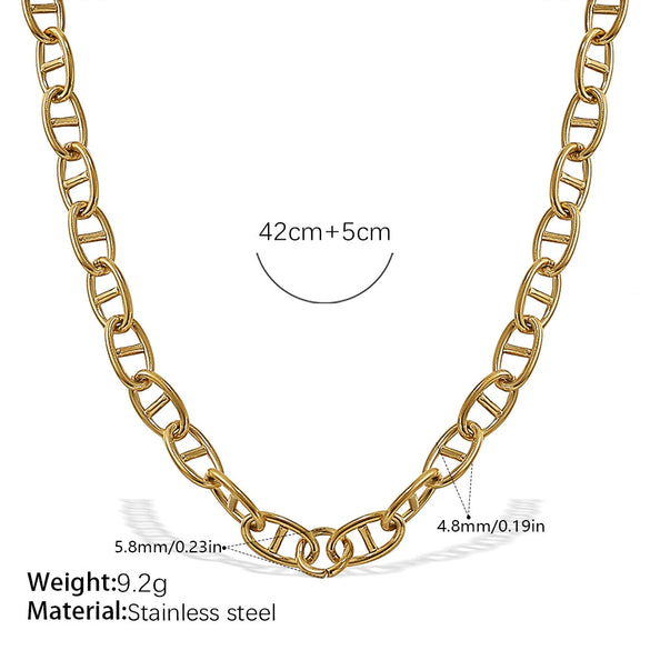 Wholesale 316L Stainless Steel Hiphop Style Geometric Necklace For Women Goldplated Electroplating