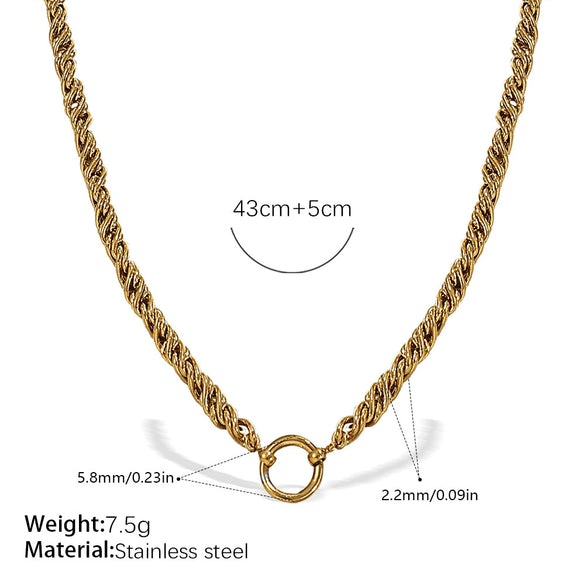 Wholesale 316L Stainless Steel Hiphop Style Geometric Necklace For Women Goldplated Electroplating