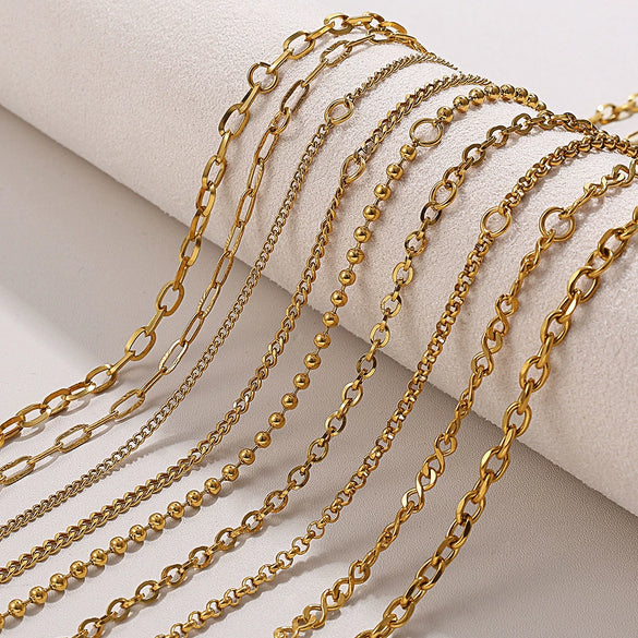 Wholesale 316L Stainless Steel Hiphop Style Geometric Necklace For Women Goldplated Electroplating