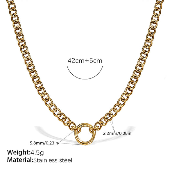 Wholesale 316L Stainless Steel Hiphop Style Geometric Necklace For Women Goldplated Electroplating