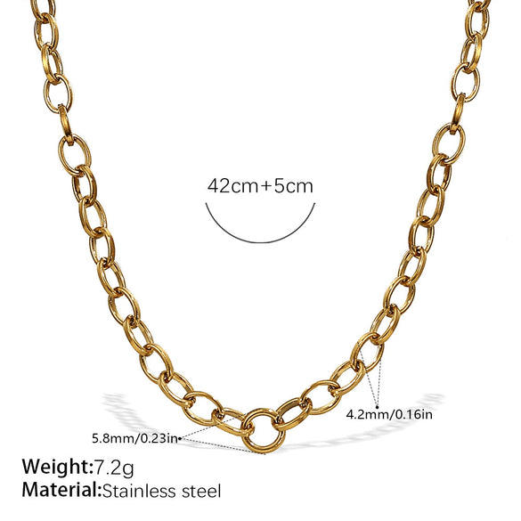 Wholesale 316L Stainless Steel Hiphop Style Geometric Necklace For Women Goldplated Electroplating