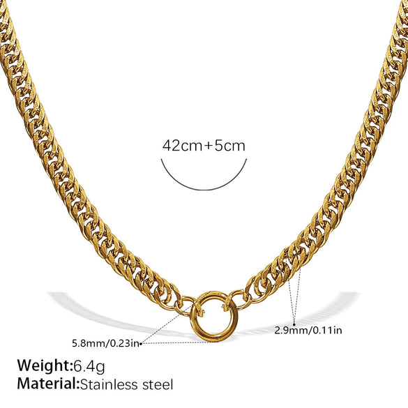 Wholesale 316L Stainless Steel Hiphop Style Geometric Necklace For Women Goldplated Electroplating