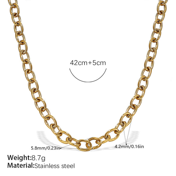 Wholesale 316L Stainless Steel Hiphop Style Geometric Necklace For Women Goldplated Electroplating