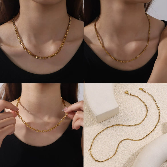 Wholesale 316L Stainless Steel Hiphop Style Geometric Necklace For Women Goldplated Electroplating