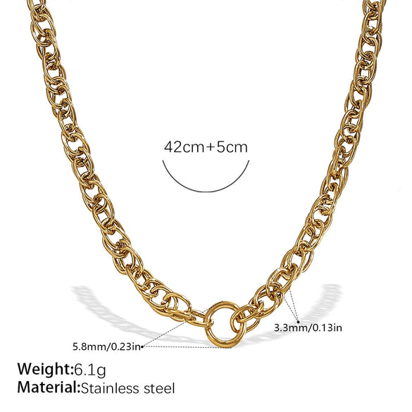 Wholesale 316L Stainless Steel Hiphop Style Geometric Necklace For Women Goldplated Electroplating