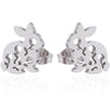 Wholesale Stainless Steel Hollow Flower And Rabbit Animal Earrings For Women With Electroplating Treatment