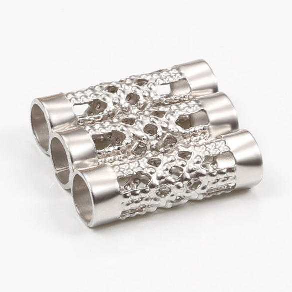 Wholesale Stainless Steel Hollow Flower Column Straightthrough Pattern Brightened Fashion Jewelry Accessories Bracelet
