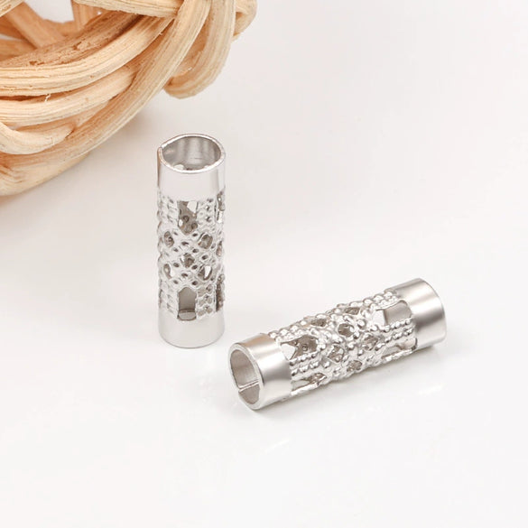 Wholesale Stainless Steel Hollow Flower Column Straightthrough Pattern Brightened Fashion Jewelry Accessories Bracelet