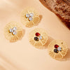 Wholesale Stainless Steel Hollow Flower Rhinestone Earrings Electroplated For Women Fashion Style