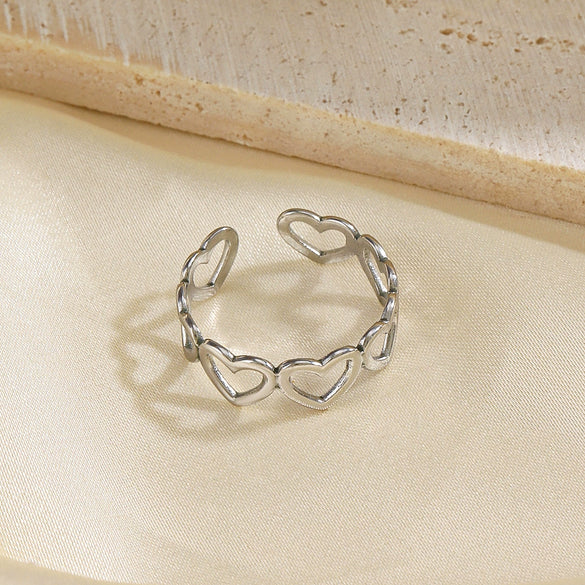 Wholesale Stainless Steel Hollow Heart Ring With Electroplating For Women