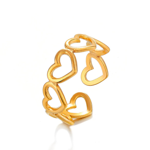 Wholesale Stainless Steel Hollow Heart Ring With Electroplating For Women