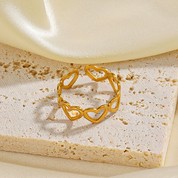 Wholesale Stainless Steel Hollow Heart Ring With Electroplating For Women