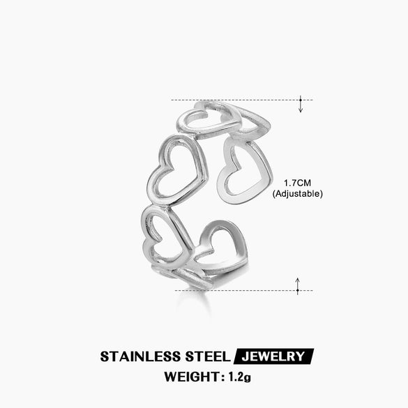 Wholesale Stainless Steel Hollow Heart Ring With Electroplating For Women