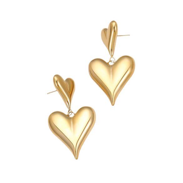 Wholesale Stainless Steel Hollow Love Tassel Earrings 18K Gold Texture Electroplated For Women