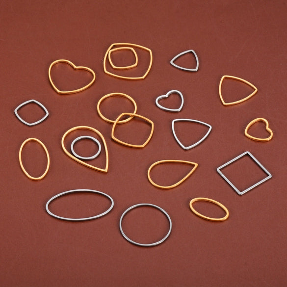 Wholesale Stainless Steel Hollow Love Triangle Round Water Drop Geometric Pattern Earrings Base Accessories With Electroplating