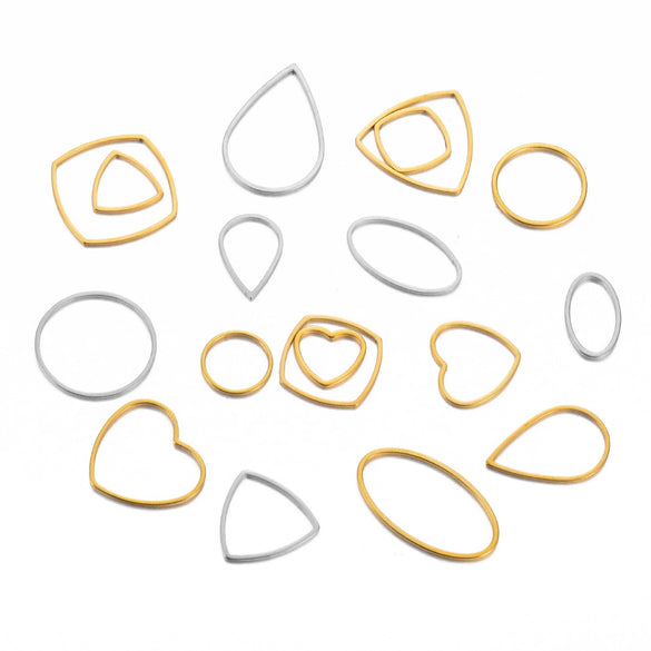 Wholesale Stainless Steel Hollow Love Triangle Round Water Drop Geometric Pattern Earrings Base Accessories With Electroplating