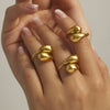 Wholesale Stainless Steel Hollow Open Comma Water Drop Tail Ring Plated With 18K Real Gold Electroplated Light Luxury Geometric Hand Jewelry For Women
