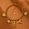 Wholesale Stainless Steel Hollow Seahorse Fishtail Marine Series Pendant Bracelet With 18K Real Gold Electroplating For Women Geometric Pattern
