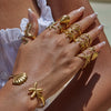 Wholesale Stainless Steel Hollow Starfish Open Ring Ocean Style Electroplated For Women