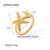 Wholesale Stainless Steel Hollow Starfish Open Ring Ocean Style Electroplated For Women