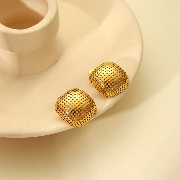 Wholesale Stainless Steel Hollowout Geometric Earrings For Women With Electroplating Treatment
