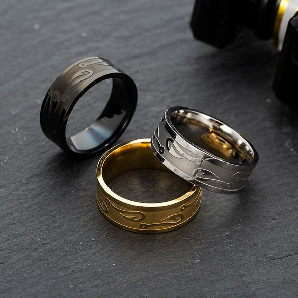 Wholesale Stainless Steel Hook Ring Jewelry With Animal Zodiac Pattern Electroplated For Unisex