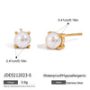 Wholesale Stainless Steel Hoop Earrings With Pearl Geometric Design Electroplated For Women