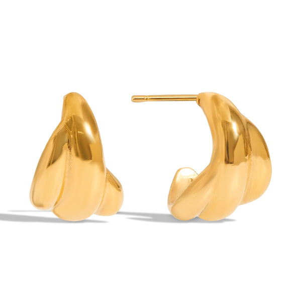Wholesale Stainless Steel Hoop Earrings With Pearl Geometric Design Electroplated For Women