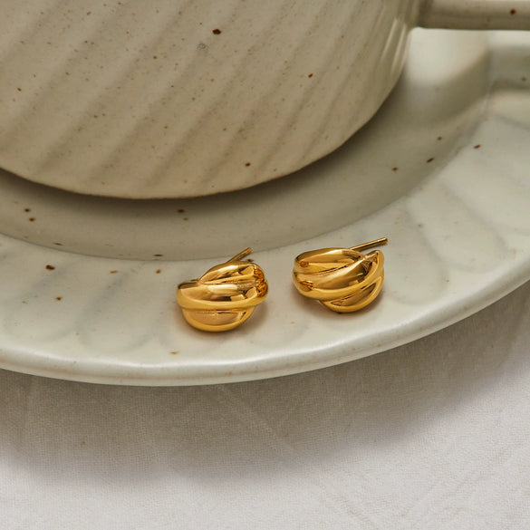Wholesale Stainless Steel Hoop Earrings With Pearl Geometric Design Electroplated For Women