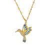 Wholesale Stainless Steel Hummingbird And Flower Pendant Jewelry With Inlaid Zircon Electroplated Necklace
