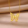 Wholesale Stainless Steel Hummingbird And Flower Pendant Jewelry With Inlaid Zircon Electroplated Necklace