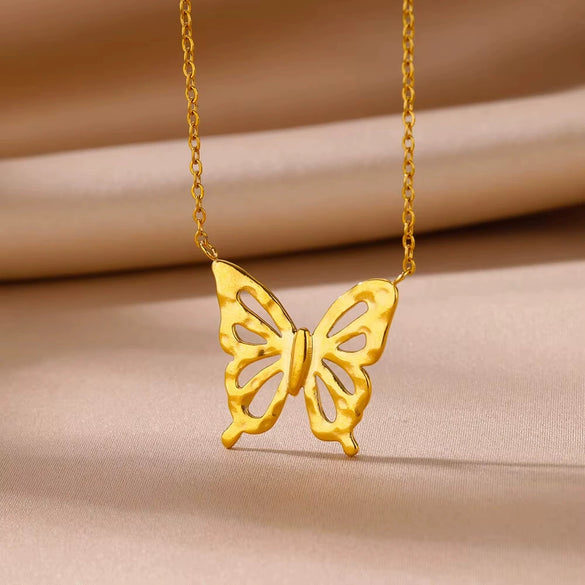 Wholesale Stainless Steel Hummingbird And Flower Pendant Jewelry With Inlaid Zircon Electroplated Necklace
