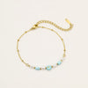 Wholesale Stainless Steel Imitation Pearl Dopamine Beaded Geometric Style Necklace Bracelet Electroplated