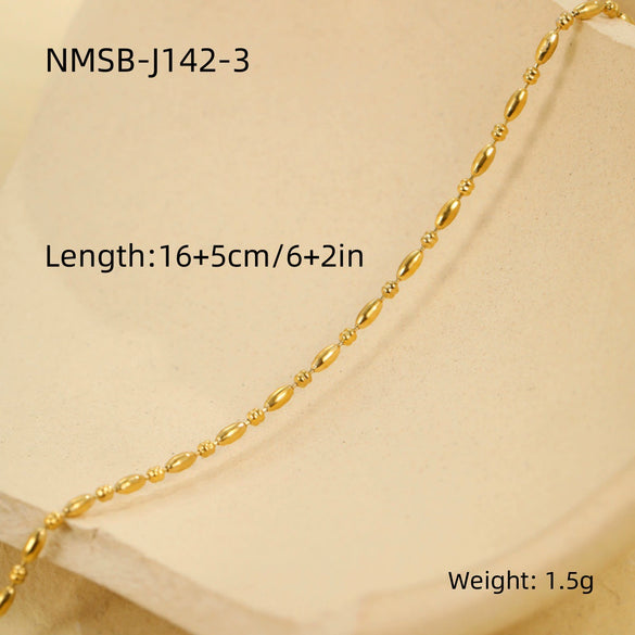 Wholesale Stainless Steel Imitation Pearl Dopamine Beaded Geometric Style Necklace Bracelet Electroplated