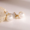 Wholesale Stainless Steel Imitation Pearl Earrings With Geometric Design And Electroplating For Women