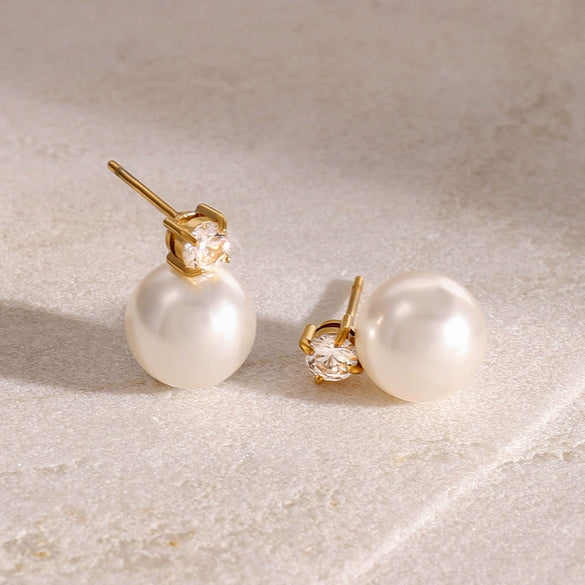 Wholesale Stainless Steel Imitation Pearl Earrings With Geometric Design And Electroplating For Women