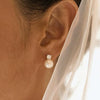 Wholesale Stainless Steel Imitation Pearl Earrings With Geometric Design And Electroplating For Women