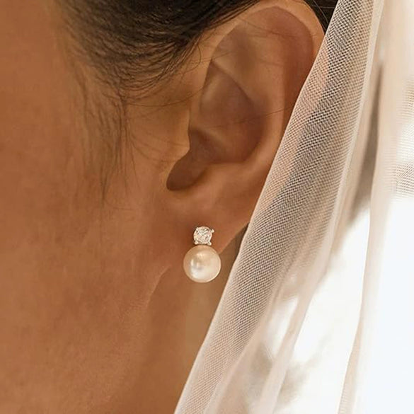 Wholesale Stainless Steel Imitation Pearl Earrings With Geometric Design And Electroplating For Women