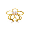 Wholesale Stainless Steel Imitation Pearl Flower Geometric Leaf Open Ring Jewelry Electroplated For Women