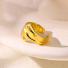 Wholesale Stainless Steel Imitation Pearl Flower Geometric Leaf Open Ring Jewelry Electroplated For Women