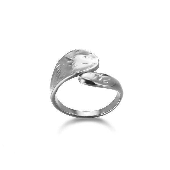 Wholesale Stainless Steel Imitation Pearl Flower Geometric Leaf Open Ring Jewelry Electroplated For Women
