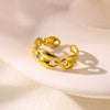 Wholesale Stainless Steel Imitation Pearl Flower Geometric Leaf Open Ring Jewelry Electroplated For Women