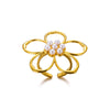Wholesale Stainless Steel Imitation Pearl Flower Geometric Leaf Open Ring Jewelry Electroplated For Women
