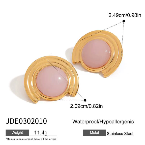 Wholesale Stainless Steel Imitation Pearl Geometric Earrings With Electroplating For Women