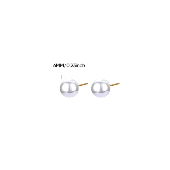 Wholesale Stainless Steel Imitation Pearl Geometric Earrings With Electroplating For Women