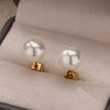 Wholesale Stainless Steel Imitation Pearl Geometric Earrings With Electroplating For Women