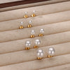 Wholesale Stainless Steel Imitation Pearl Geometric Earrings With Electroplating For Women