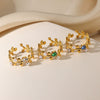Wholesale Stainless Steel Imitation Pearl Zircon Leaf Ring For Men And Women