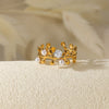 Wholesale Stainless Steel Imitation Pearl Zircon Leaf Ring For Men And Women