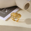 Wholesale Stainless Steel Inlaid Imitation Pearl Geometric Ring Electroplated Jewelry